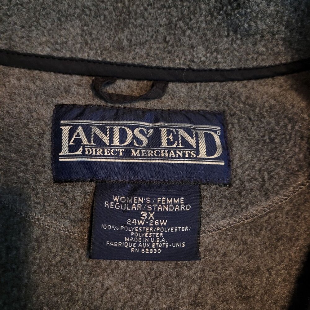 Lands End Fleece Pop Over Sweatshirt 3X 1/4 Zip Thru Pockets Heavy Weight Gray - Picture 6 of 10